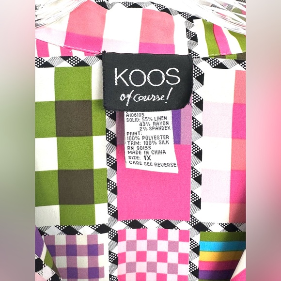 KOOS Of Course! Reversible Patchwork Print & Black Jacket Coat Blazer-Size 1X - Picture 2 of 13